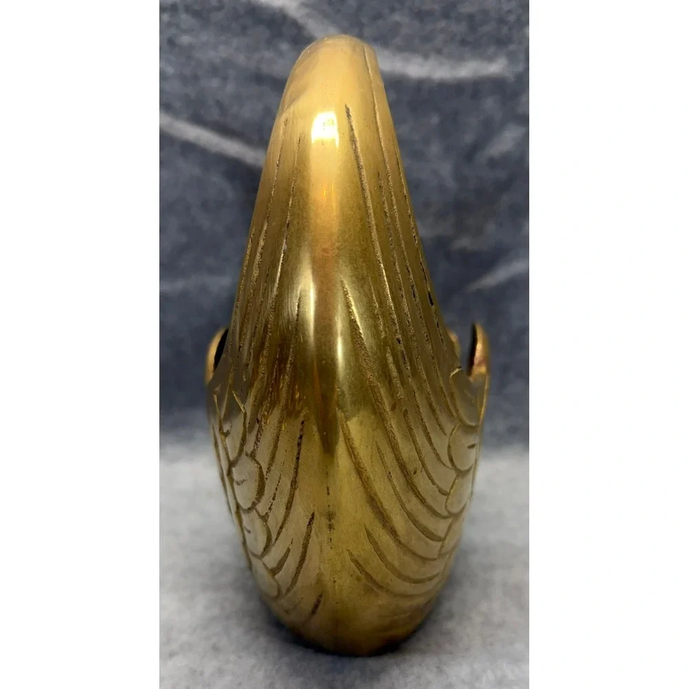 Vintage Solid Brass Swan Basket Decorative Catchall Bowl Hollywood Regency Gold